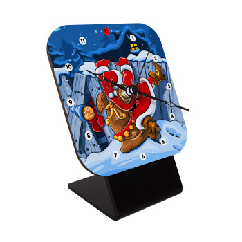 Santa Night, Quartz Wooden table clock with hands (10cm)
