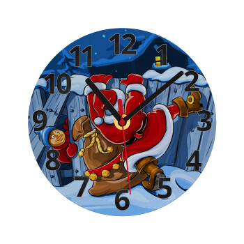 Santa Night, Ρολόι τοίχου γυάλινο (20cm)