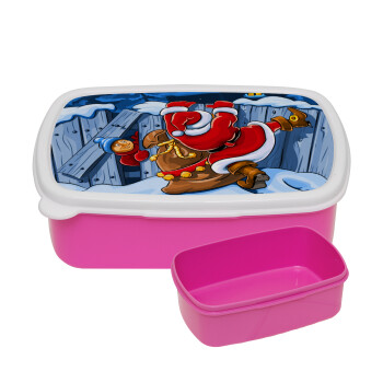 Santa Night, ΡΟΖ παιδικό δοχείο φαγητού (lunchbox) πλαστικό (BPA-FREE) Lunch Βox M18 x Π13 x Υ6cm