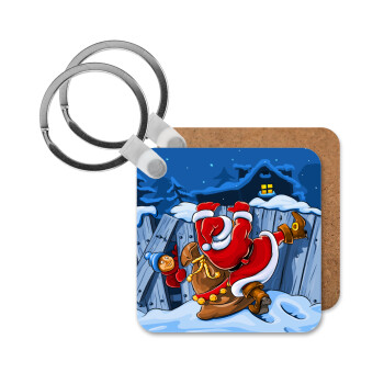 Santa Night, Μπρελόκ Ξύλινο τετράγωνο MDF