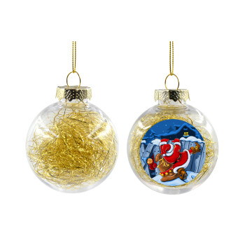 Santa Night, Χριστουγεννιάτικη μπάλα δένδρου διάφανη με χρυσό γέμισμα 8cm