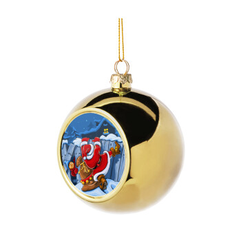 Santa Night, Χριστουγεννιάτικη μπάλα δένδρου Χρυσή 8cm