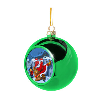 Santa Night, Χριστουγεννιάτικη μπάλα δένδρου Πράσινη 8cm
