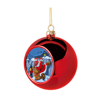 Santa Night, Χριστουγεννιάτικη μπάλα δένδρου Κόκκινη 8cm