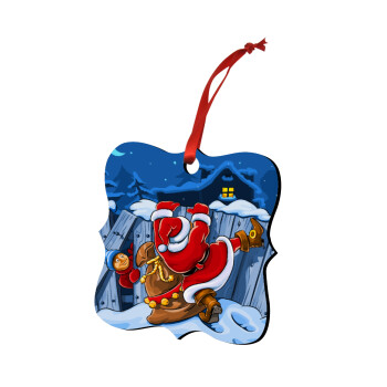 Santa Night, Στολίδι Χριστουγεννιάτικο στολίδι polygon ξύλινο 7.5cm