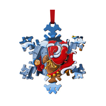 Santa Night, Christmas ornament wooden snowflake 9cm