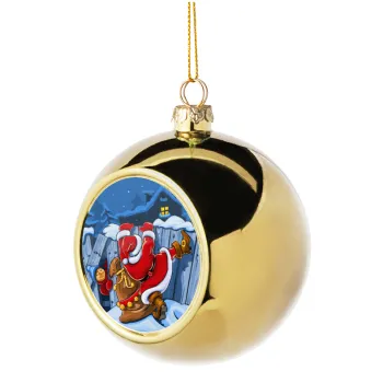 Santa Night, Golden Christmas tree ball ornament 8cm