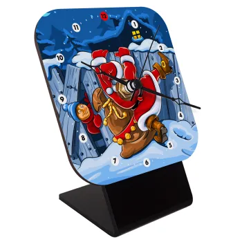 Santa Night, Επιτραπέζιο ρολόι ξύλινο με δείκτες (10cm)