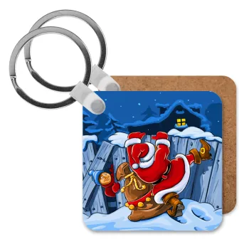 Santa Night, Μπρελόκ Ξύλινο τετράγωνο MDF