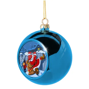 Santa Night, Blue Christmas tree ball ornament 8cm