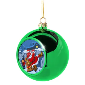 Santa Night, Green Christmas tree ornament ball 8cm