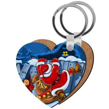 Santa Night, Μπρελόκ Ξύλινο καρδιά MDF