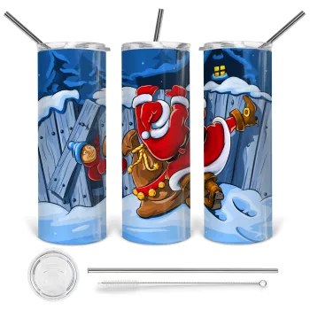 Santa Night, Tumbler stainless steel 600ml, with metal straw & cleaning brush
