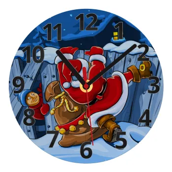 Santa Night, Ρολόι τοίχου γυάλινο (20cm)