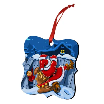 Santa Night, Christmas ornament polygon wooden 7.5cm