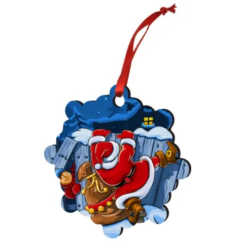 Santa Night, Christmas ornament snowflake wooden 7.5cm