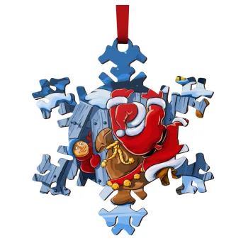 Santa Night, Christmas ornament wooden snowflake 9cm