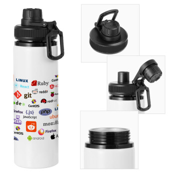 Tech logos, Metal water bottle with safety cap, aluminum 850ml
