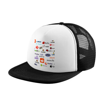 Tech logos, Καπέλο Soft Trucker με Δίχτυ Black/White 