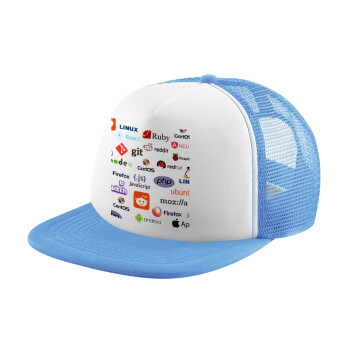 Tech logos, Καπέλο Soft Trucker με Δίχτυ Γαλάζιο/Λευκό