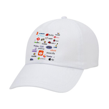 Tech logos, Καπέλο Baseball Λευκό (5-φύλλο, unisex)