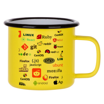 Tech logos, Κούπα Μεταλλική εμαγιέ ΜΑΤ Κίτρινη 360ml