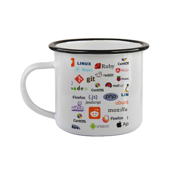 Tech logos, Κούπα εμαγιέ με μαύρο χείλος 360ml