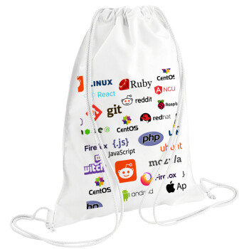 Tech logos, Τσάντα πλάτης πουγκί GYMBAG λευκή (28x40cm)