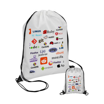 Tech logos, Τσάντα πουγκί με μαύρα κορδόνια 45χ35cm (1 τεμάχιο)