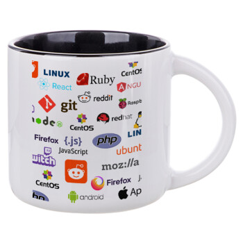 Tech logos, Κούπα κεραμική 400ml Λευκή/Μαύρη