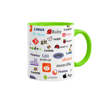 Tech logos, Mug colored light green, ceramic, 330ml