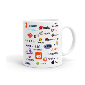 Tech logos, Ceramic coffee mug, 330ml (1pcs)