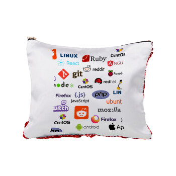 Tech logos, Τσαντάκι νεσεσέρ με πούλιες (Sequin) Κόκκινο