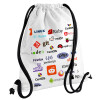 Backpack pouch GYMBAG white, with pocket (40x48cm) & thick cords