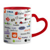Mug heart red handle, ceramic, 330ml