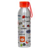 Aluminum Sports Bottle 650ml – Silver with Red Cap and Silicone Strap