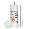 Tumbler stainless steel 600ml, with metal straw & cleaning brush