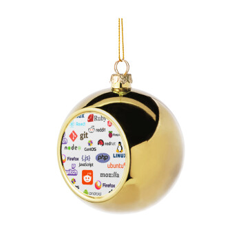 Tech logos, Χριστουγεννιάτικη μπάλα δένδρου Χρυσή 8cm