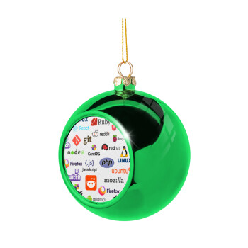 Tech logos, Green Christmas tree ornament ball 8cm