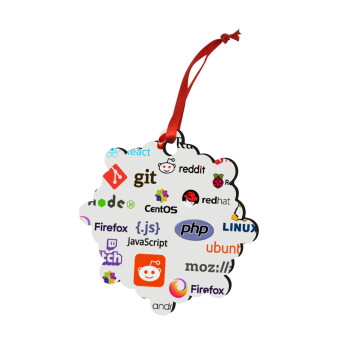 Tech logos, Christmas ornament snowflake wooden 7.5cm