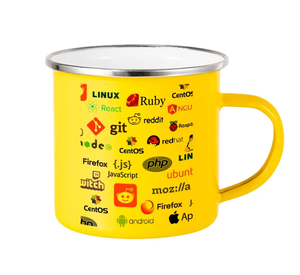 Tech logos — Κούπα Μεταλλική εμαγιέ Κίτρινη 360ml
