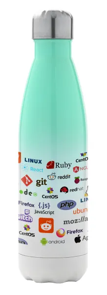 Tech logos — Metal mug thermos Green/White (Stainless steel), double wall, 500ml