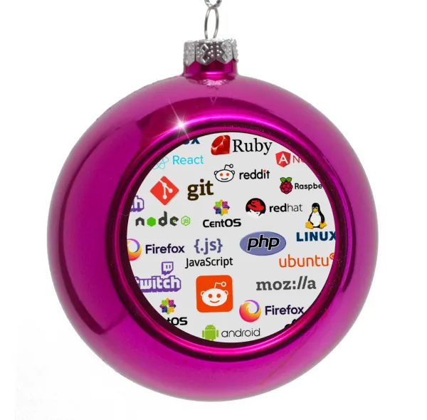 Tech logos — Purple Christmas tree ornament bauble 8cm