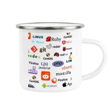 Tech logos, Κούπα Μεταλλική εμαγιέ λευκη 360ml