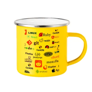 Tech logos, Κούπα Μεταλλική εμαγιέ Κίτρινη 360ml