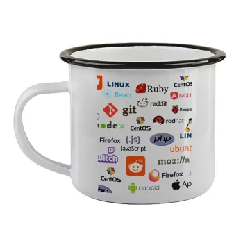 Tech logos, Κούπα εμαγιέ με μαύρο χείλος 360ml