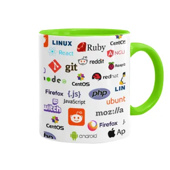 Tech logos, Κούπα χρωματιστή βεραμάν, κεραμική, 330ml