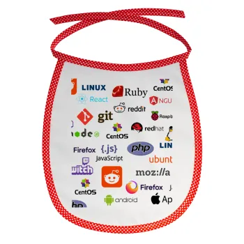 Tech logos, Σαλιάρα μωρού αλέκιαστη με κορδόνι Κόκκινη