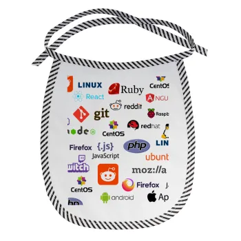 Tech logos, Σαλιάρα μωρού αλέκιαστη με κορδόνι Μαύρη