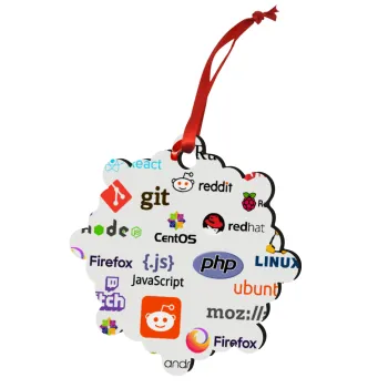 Tech logos, Christmas ornament snowflake wooden 7.5cm